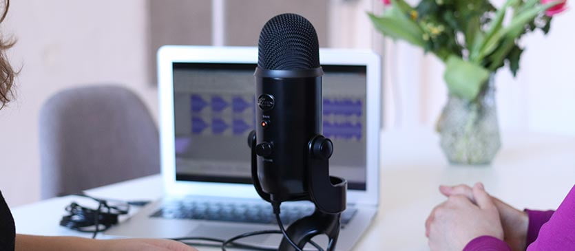 Mikrofon zeichnet ein Interview auf